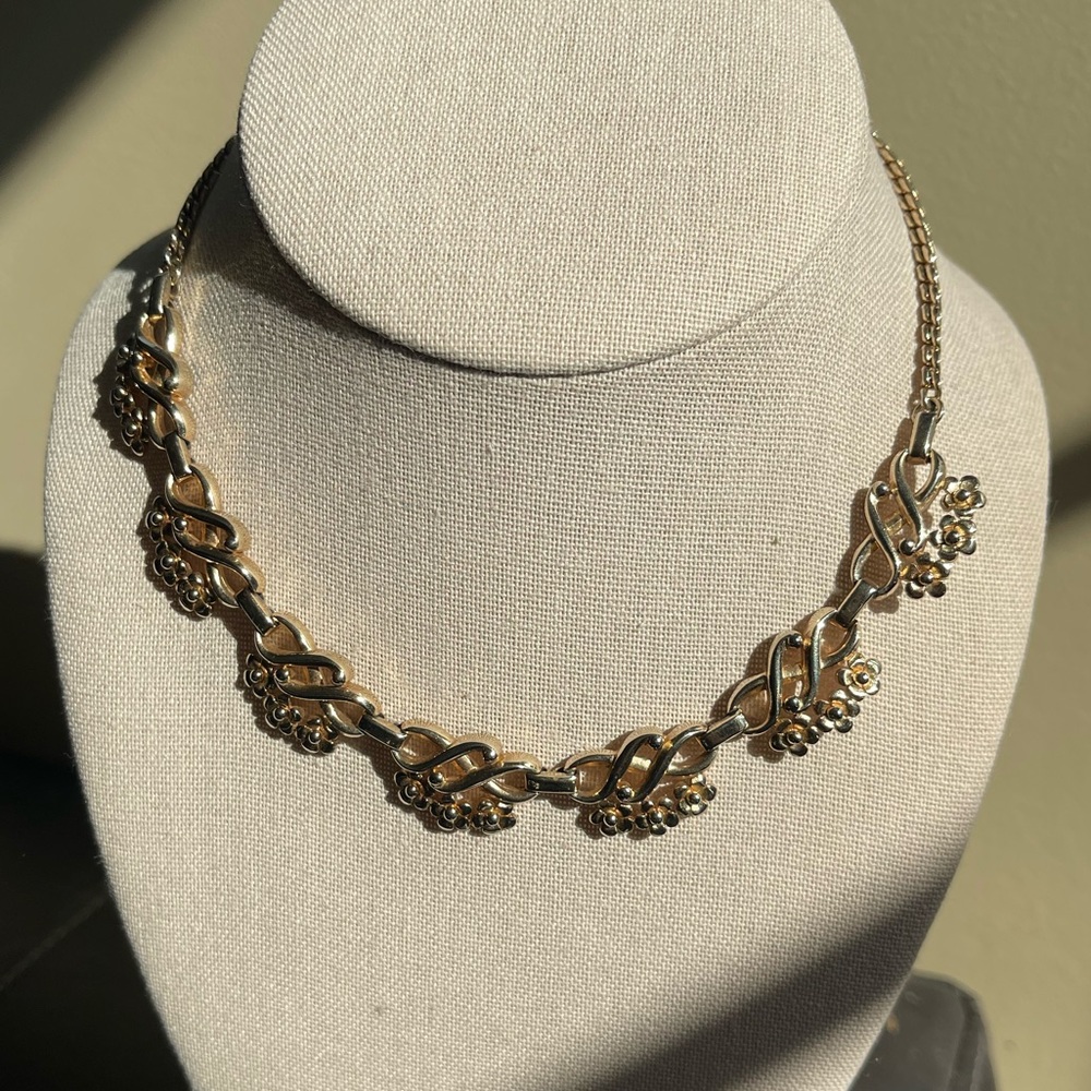 Signed Lustern Gold Tone Plated Silver Necklace